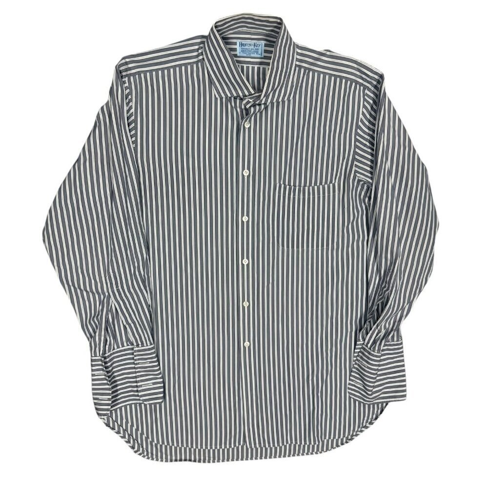 Hilditch & Key Dress Shirt French Cuffs Striped Made in Britain 43 17 XL